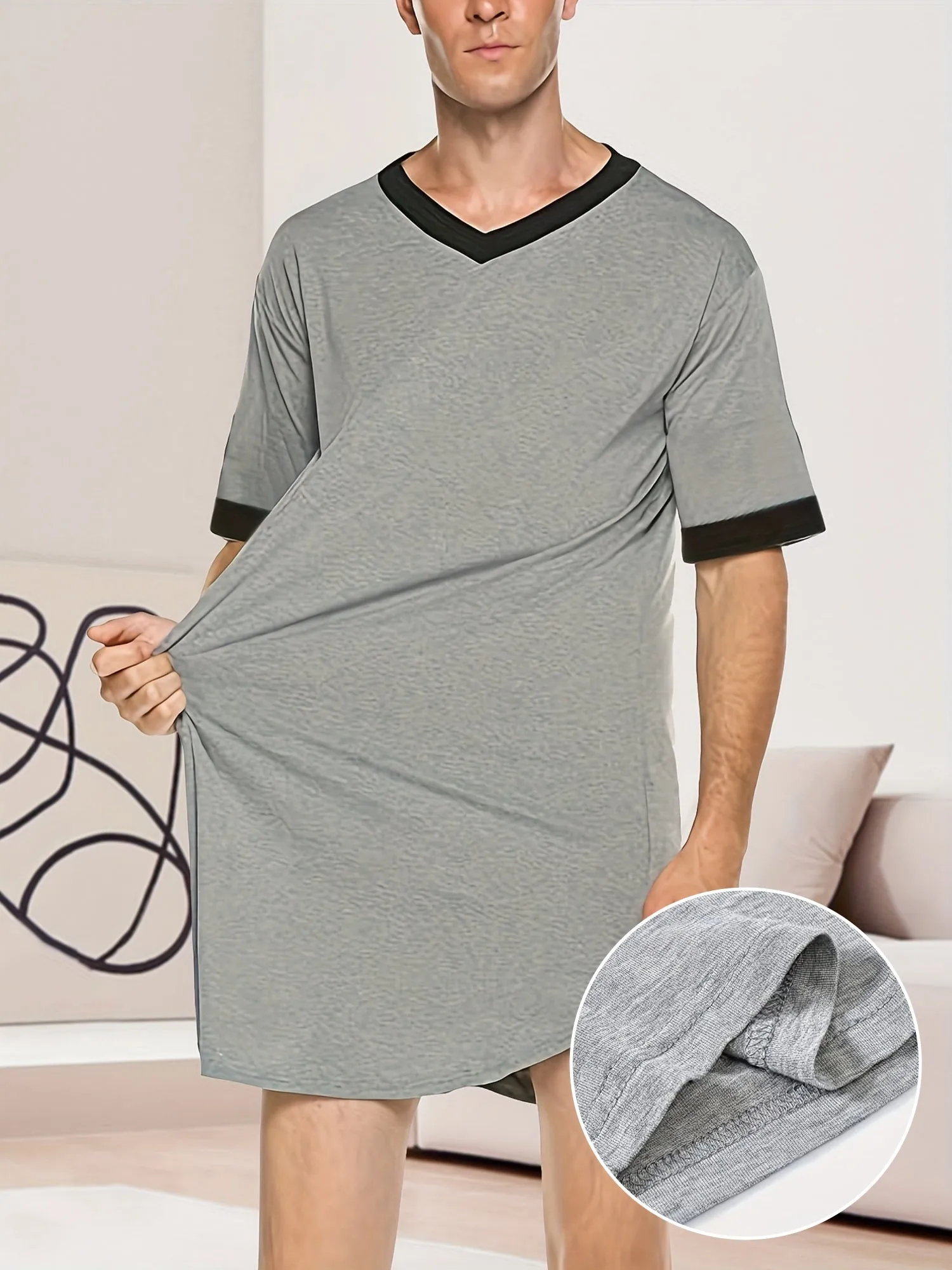 Breathable Men's Pajamas Set - Comfort Fit Short-Sleeve Loungewear for All-Day Relaxation