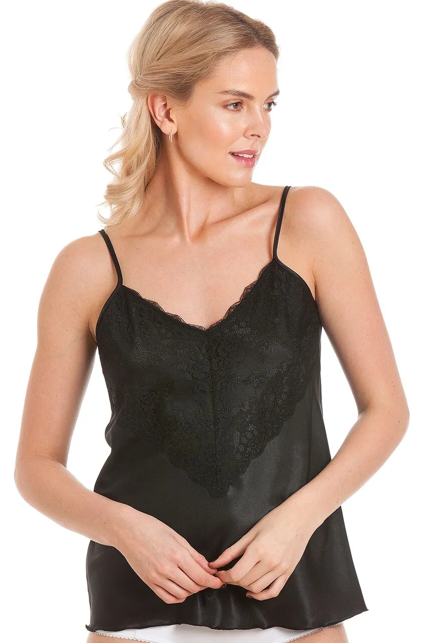 British Made Satin Deep Lace Trimmed Camisole Top