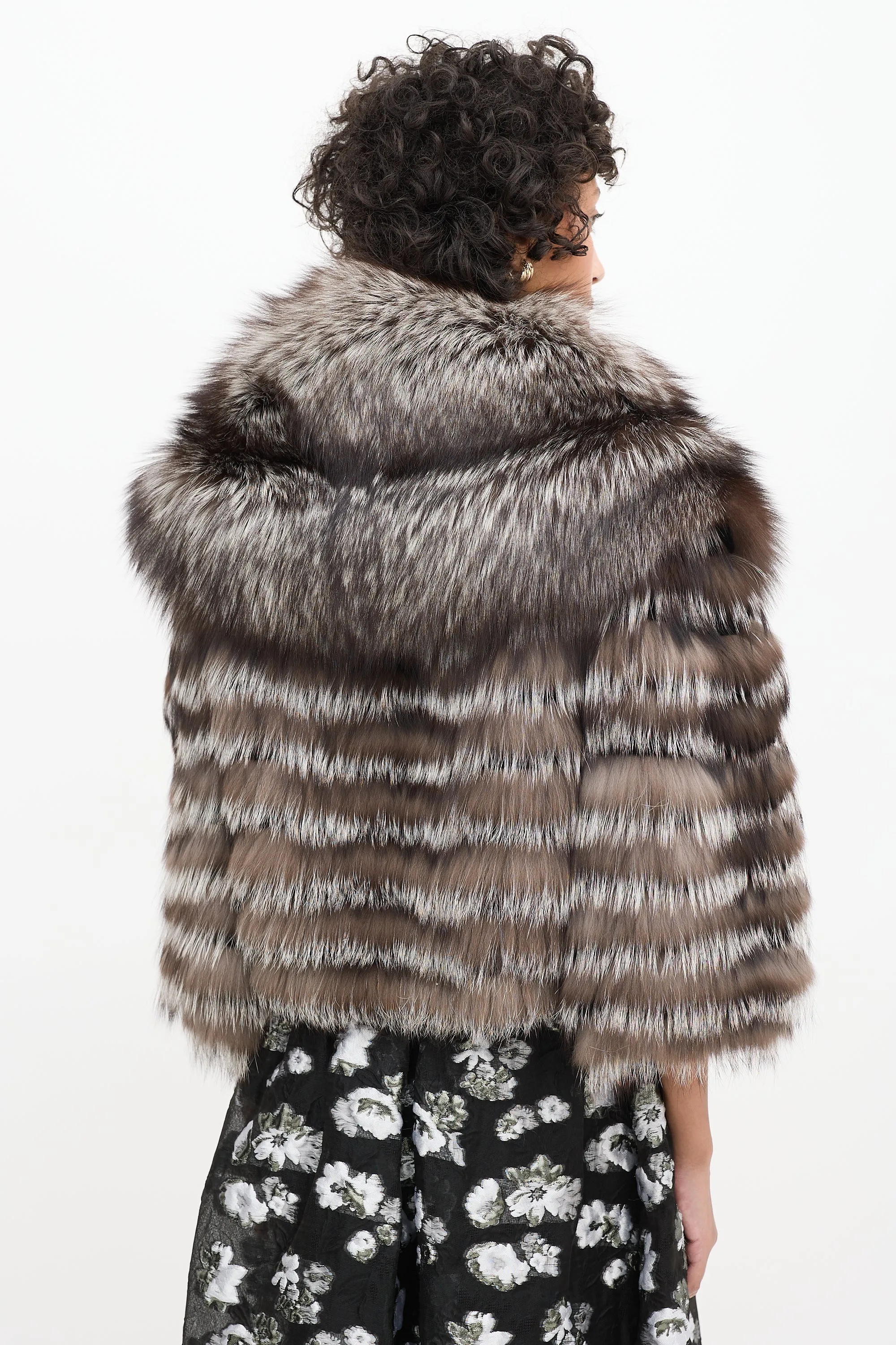 Brown Fur Shawl & Cropped Jacket