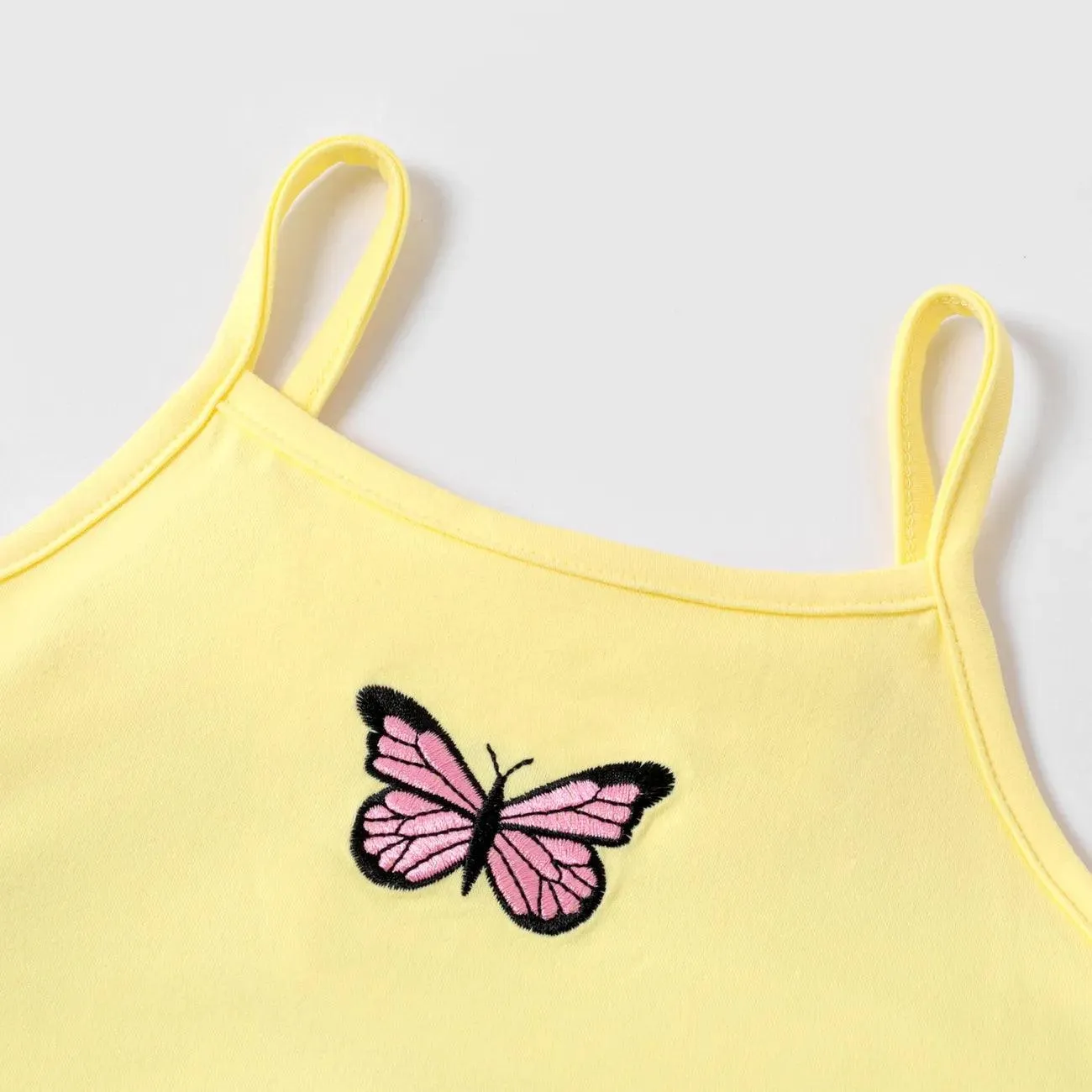 Butterfly Embroidered Camisole and Shorts Set - Kids Girl (2Pcs)