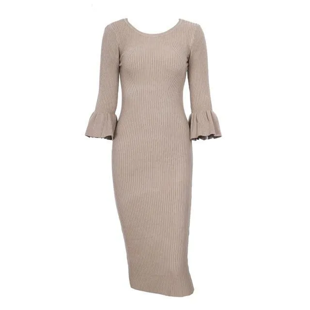 Butterfly Sleeve Knitting Sweater Bodycon Dress