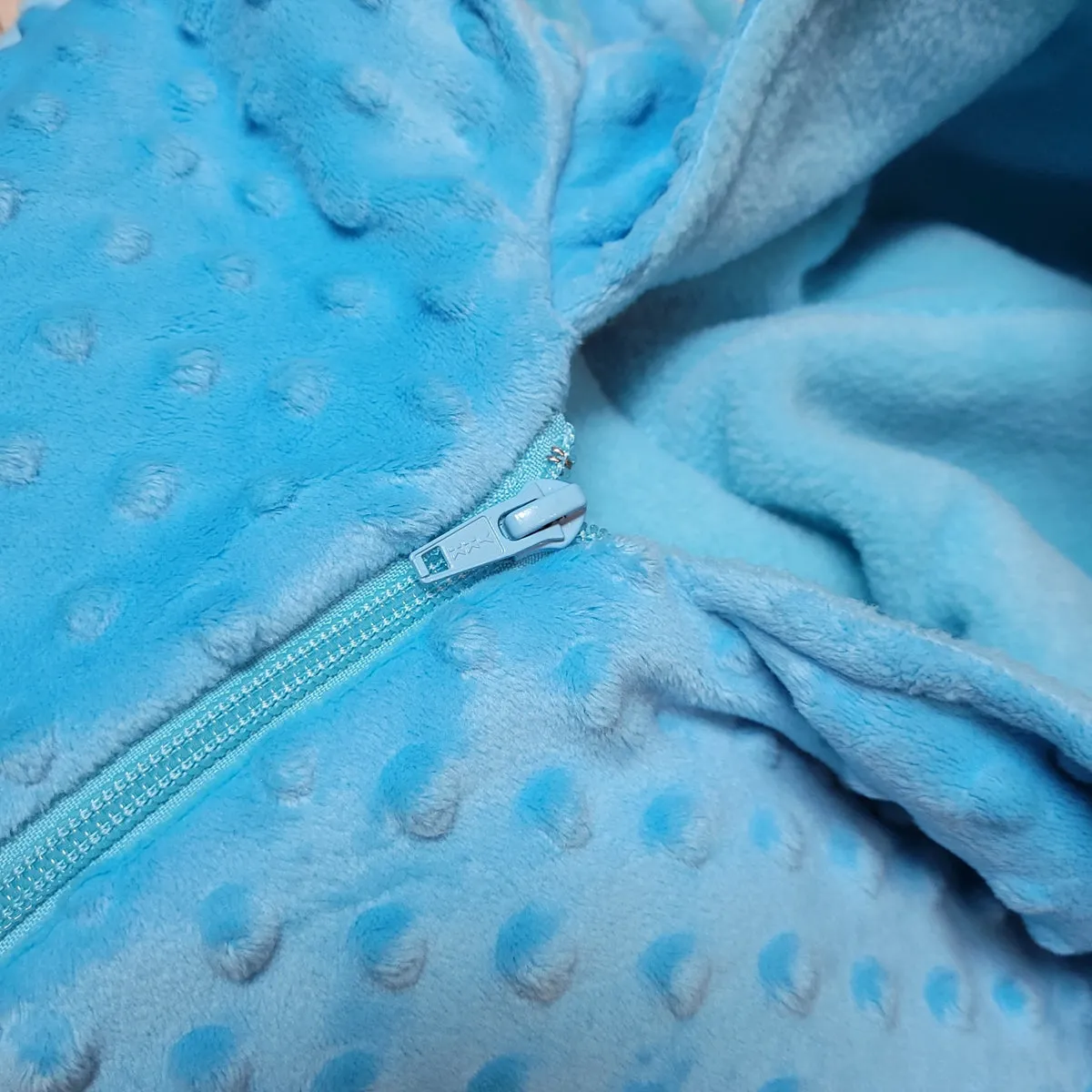 Car Seat Poncho - Blue Minky for 4-9 Year old