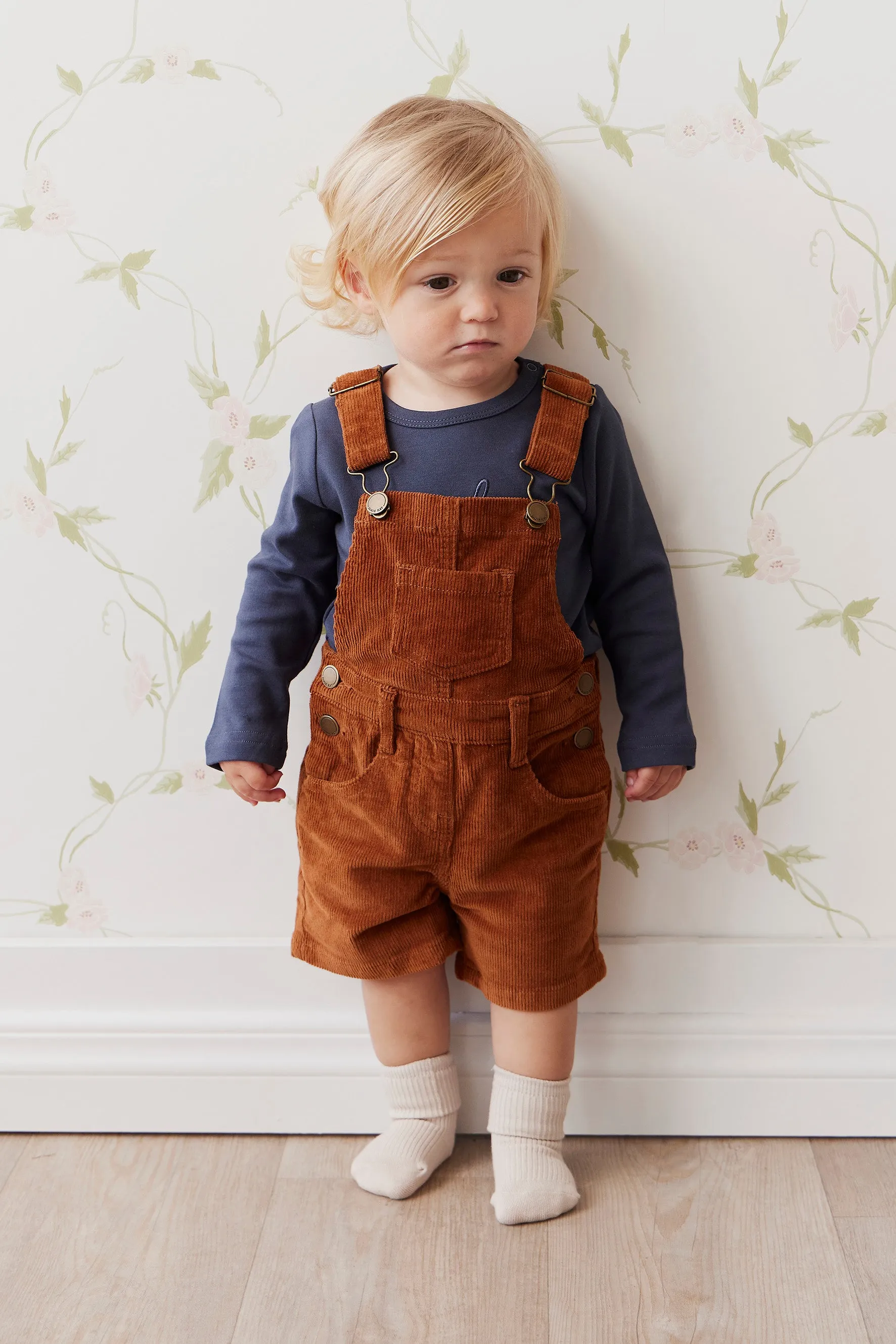 Casey Cord Short Overall - Cinnamon