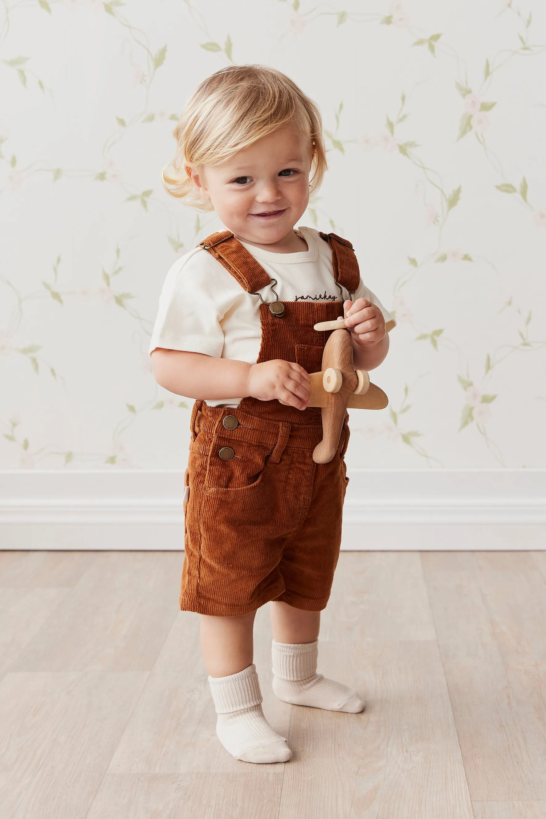 Casey Cord Short Overall - Cinnamon