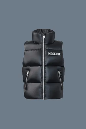 Charlee Lustrous light down puffer vest for kids (Black) - MP0015600001BLK