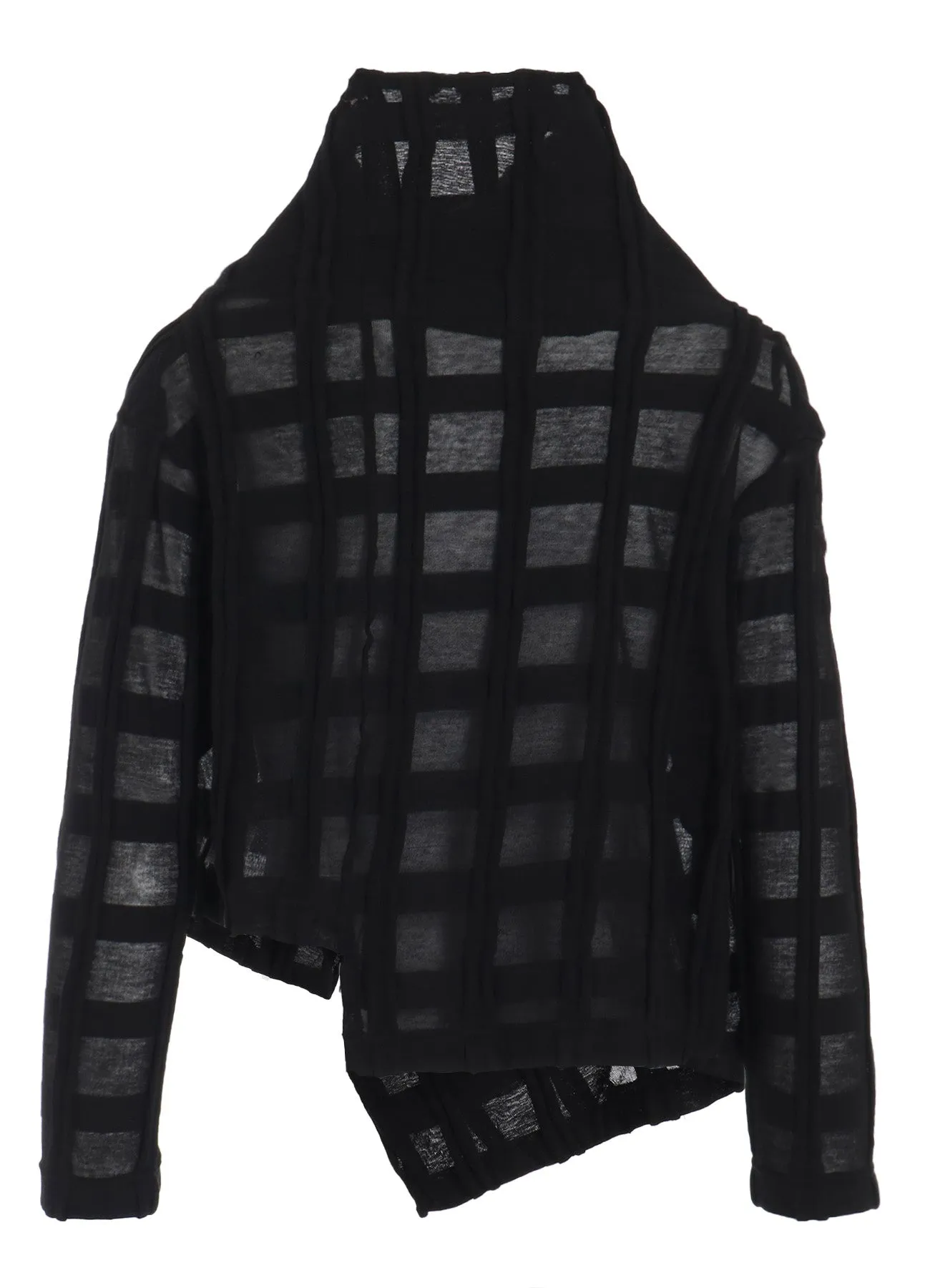 CHECK CUT JACQUARD CROPPED ASYMMETRIC JACKET