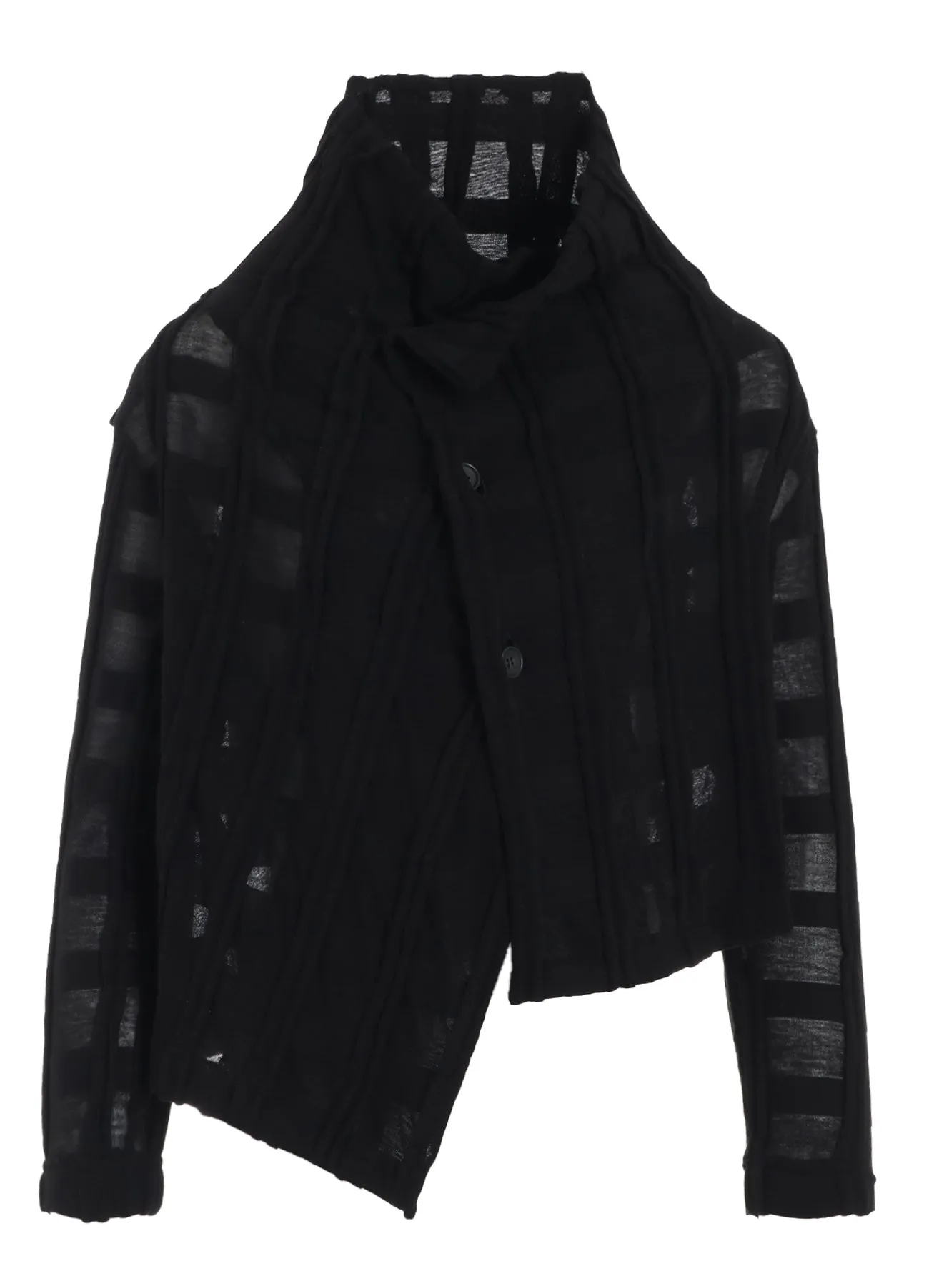 CHECK CUT JACQUARD CROPPED ASYMMETRIC JACKET