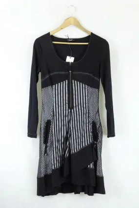 Chelsea Black Zip Up Dress Silver S