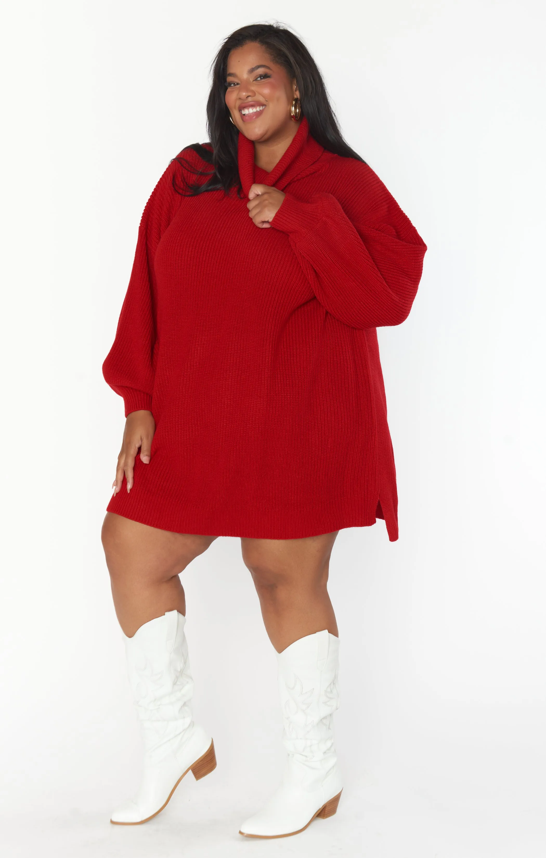 Chester Sweater Dress ~ Holly Red Knit