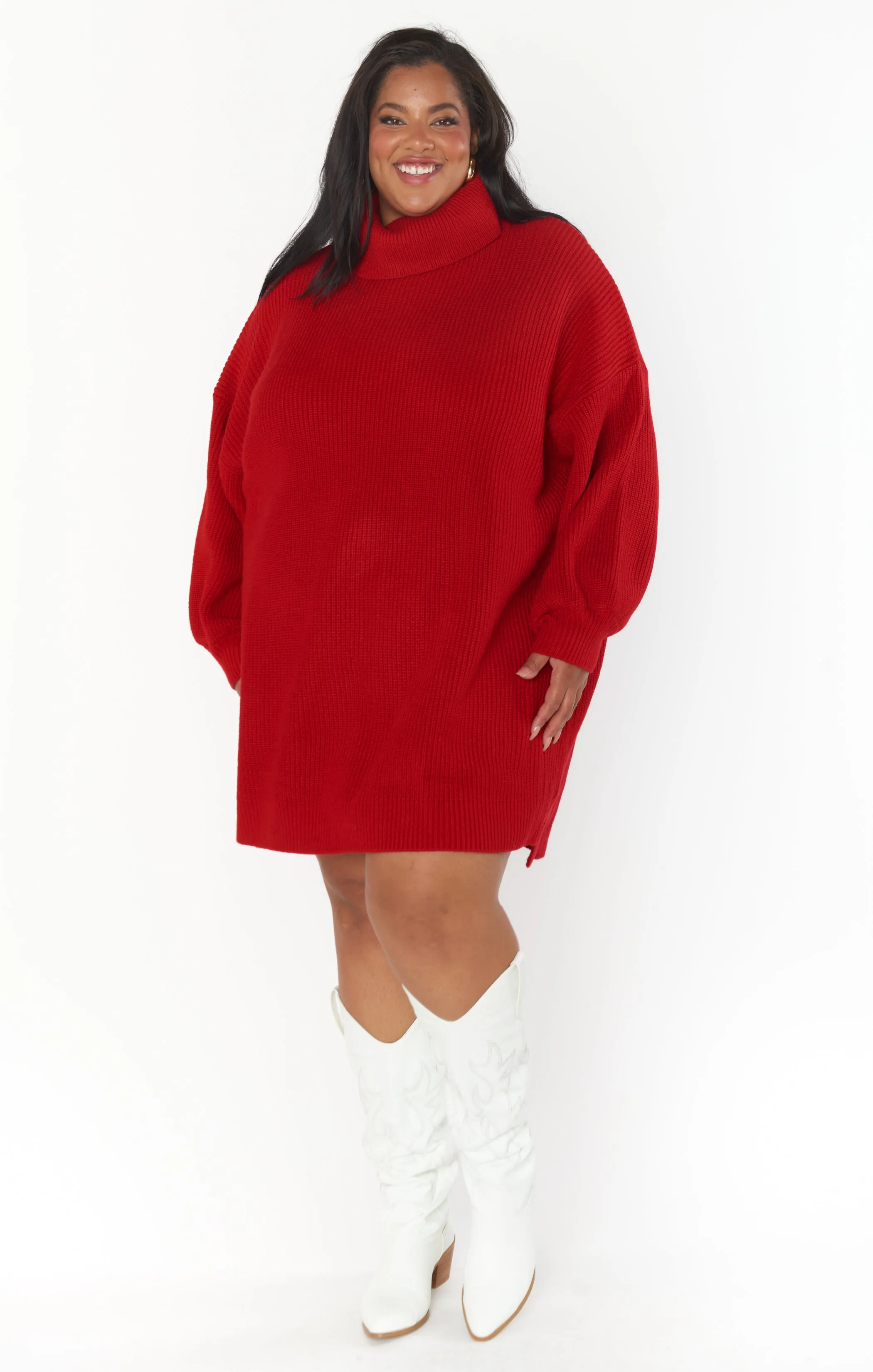 Chester Sweater Dress ~ Holly Red Knit