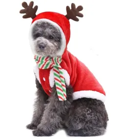 Christmas Dog Hoodie – Warm Elk & Santa Coat for Dogs & Cats