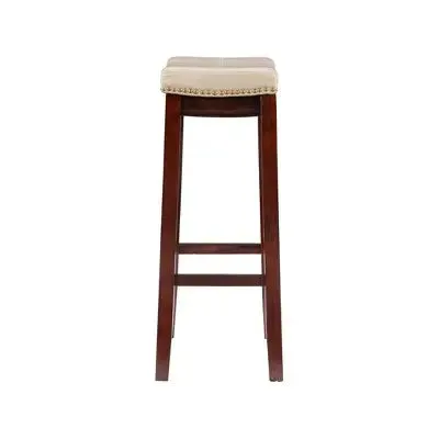 Claridge Backless Faux Leather Saddle Barstool Beige - Linon