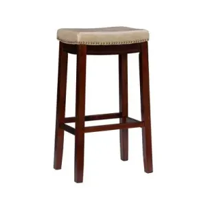 Claridge Backless Faux Leather Saddle Barstool Beige - Linon