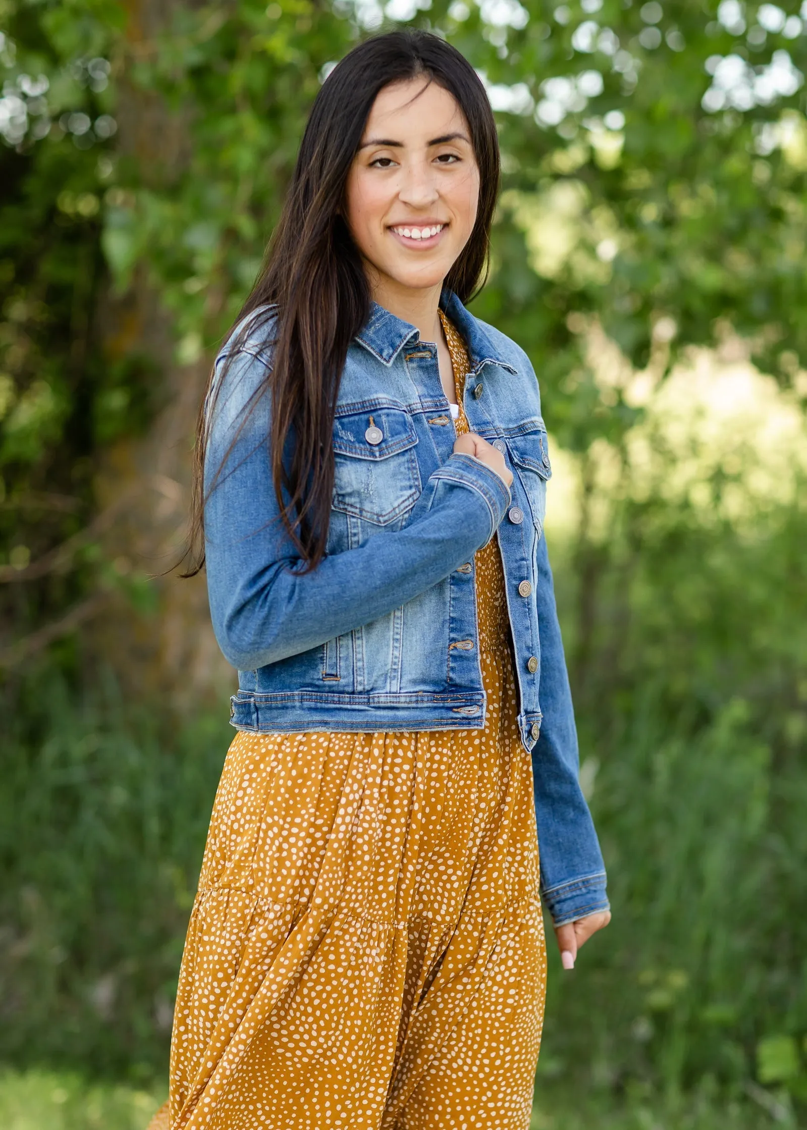 Classic Cropped Denim Jean Jacket