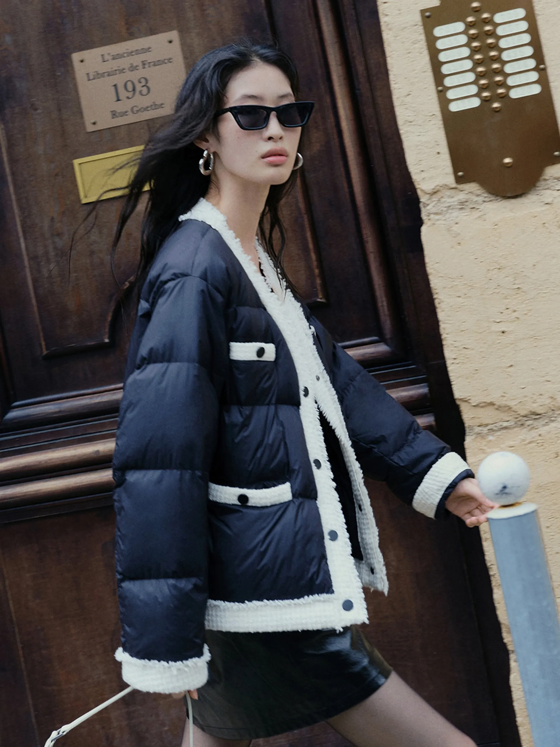 Contrast Quilted Cropped Down Jacket