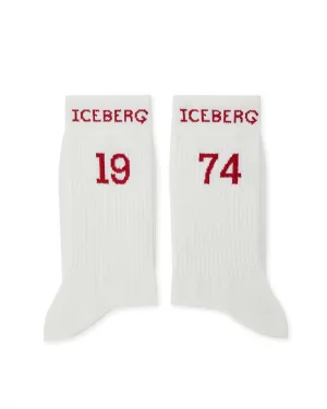 Cotton sock with logo and date 19 and 74 (White) - I24630369531111