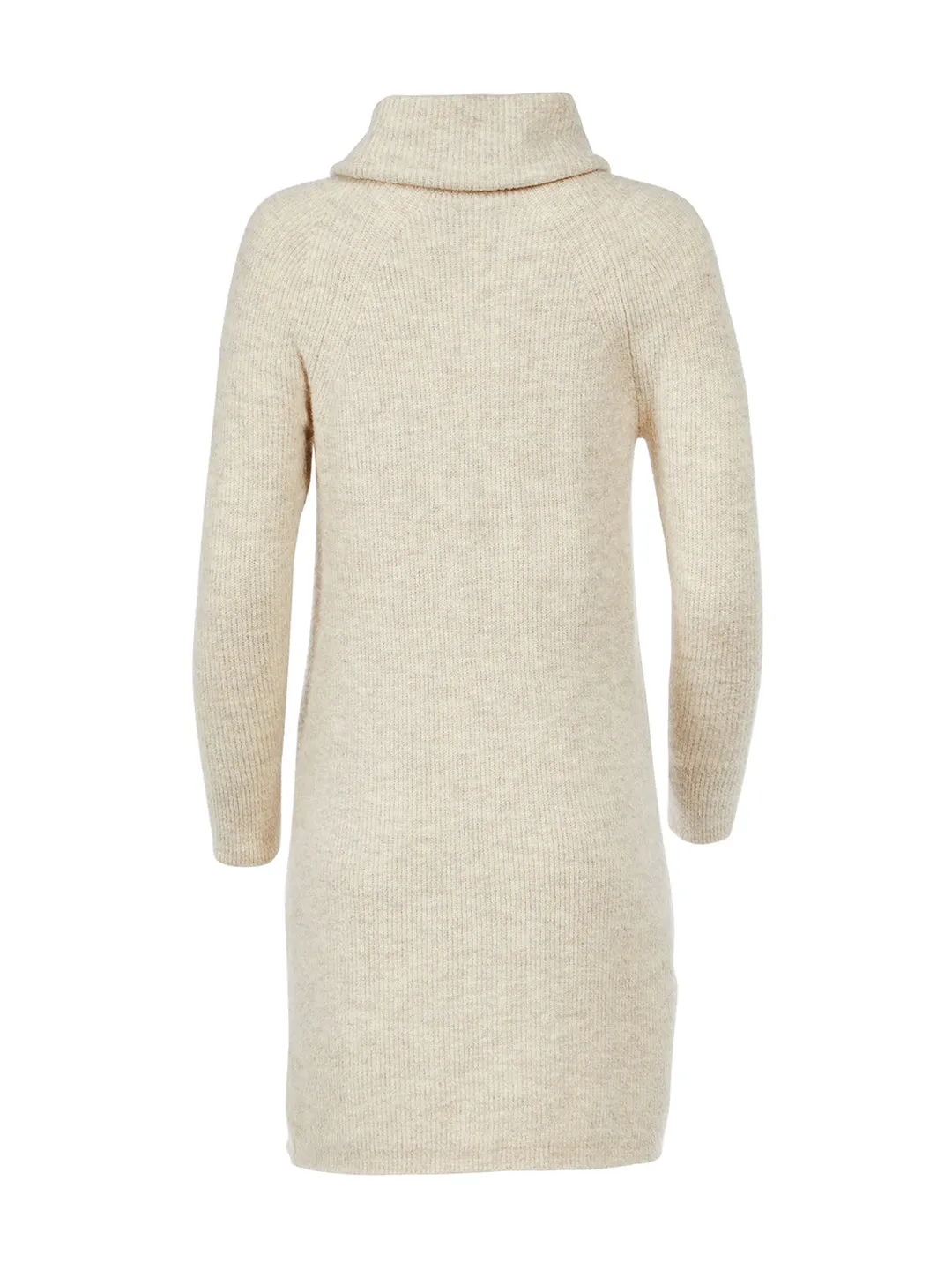 Cowl Neck Sweater Dress in Wheat Melange