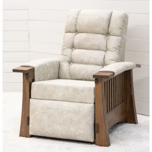 Craftsman Mission Wallhugger Recliner with Wood Arms