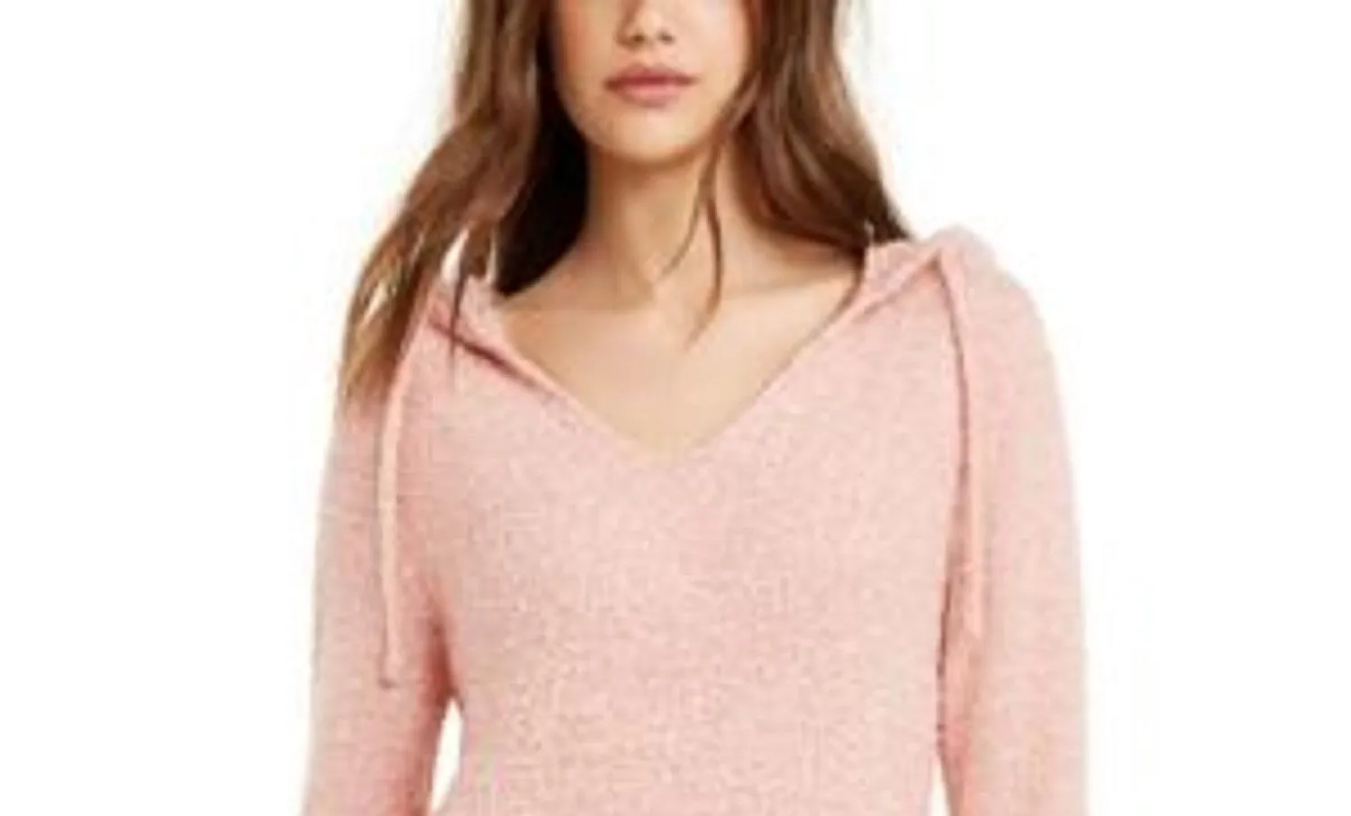 Crave Fame Juniors' Marled Fuzzy Pullover Hoodie Pink Size Large