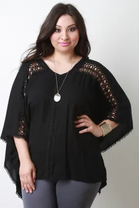 Crochet V-Neck Poncho Top