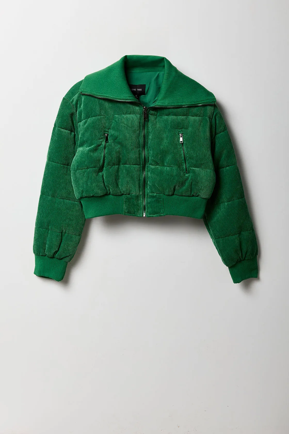 Cropped Corduroy Puffer Jacket