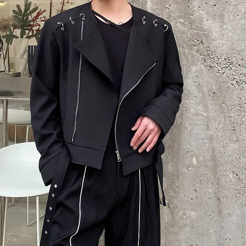 Cropped Jacket With Metal Belt