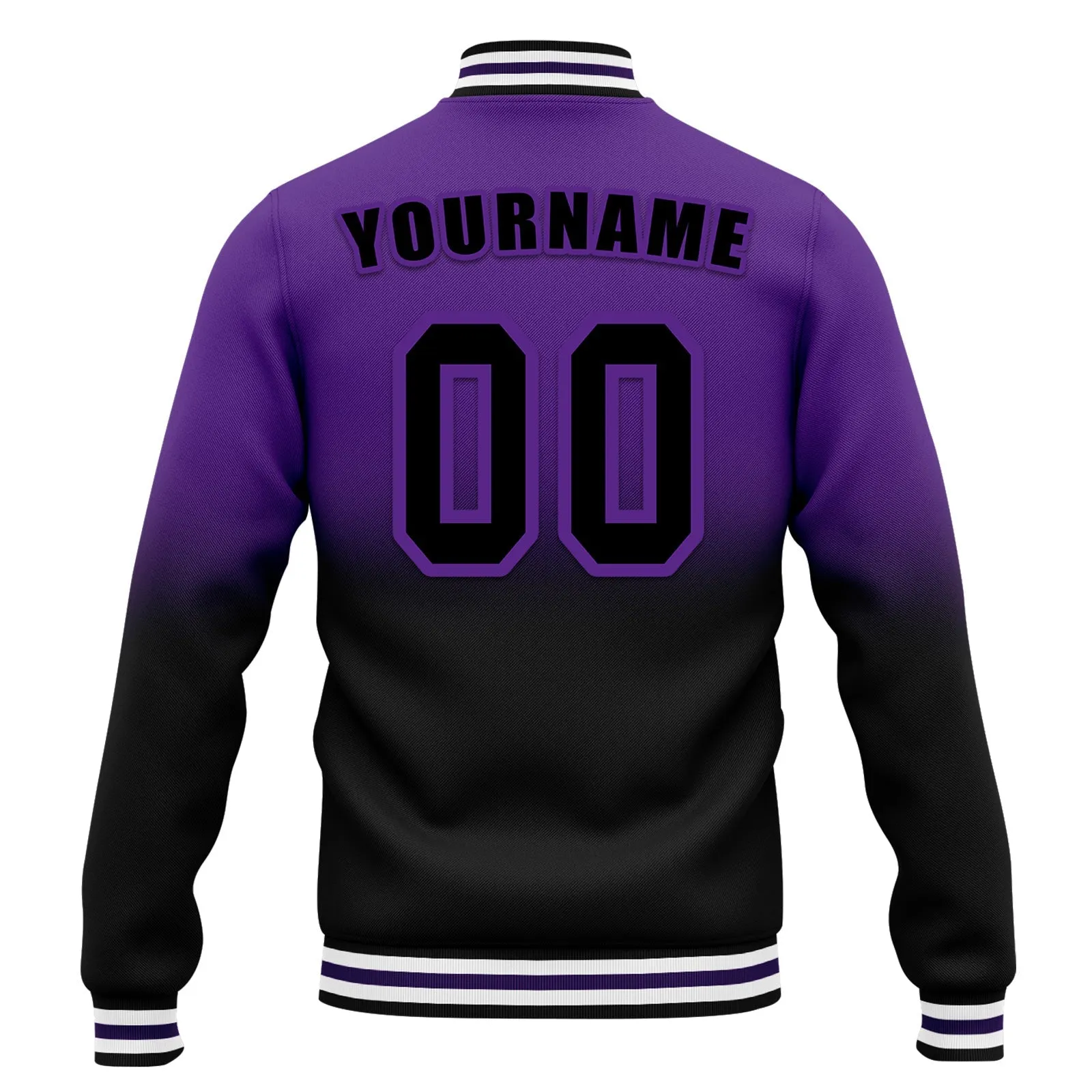 Custom Purple Black Fade Fashion Jacket Bomber Full-Snap Varsity Letterman Personalized Jacket FZ005-D020229-6