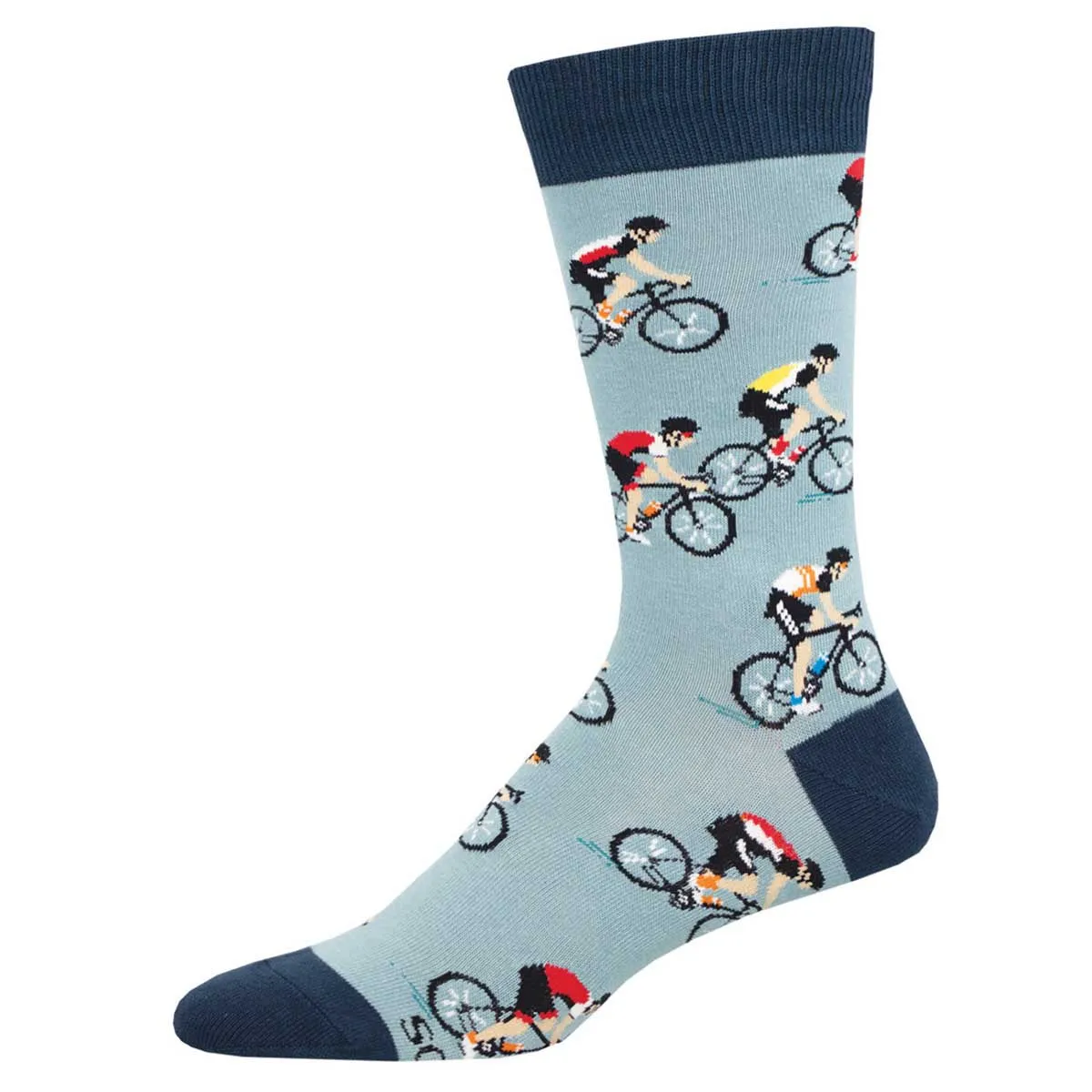 Cycling Dudes (Sky Blue) Crew Socks L/XL