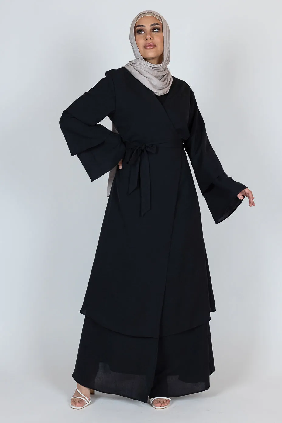 Dala Layered Wrap Abaya