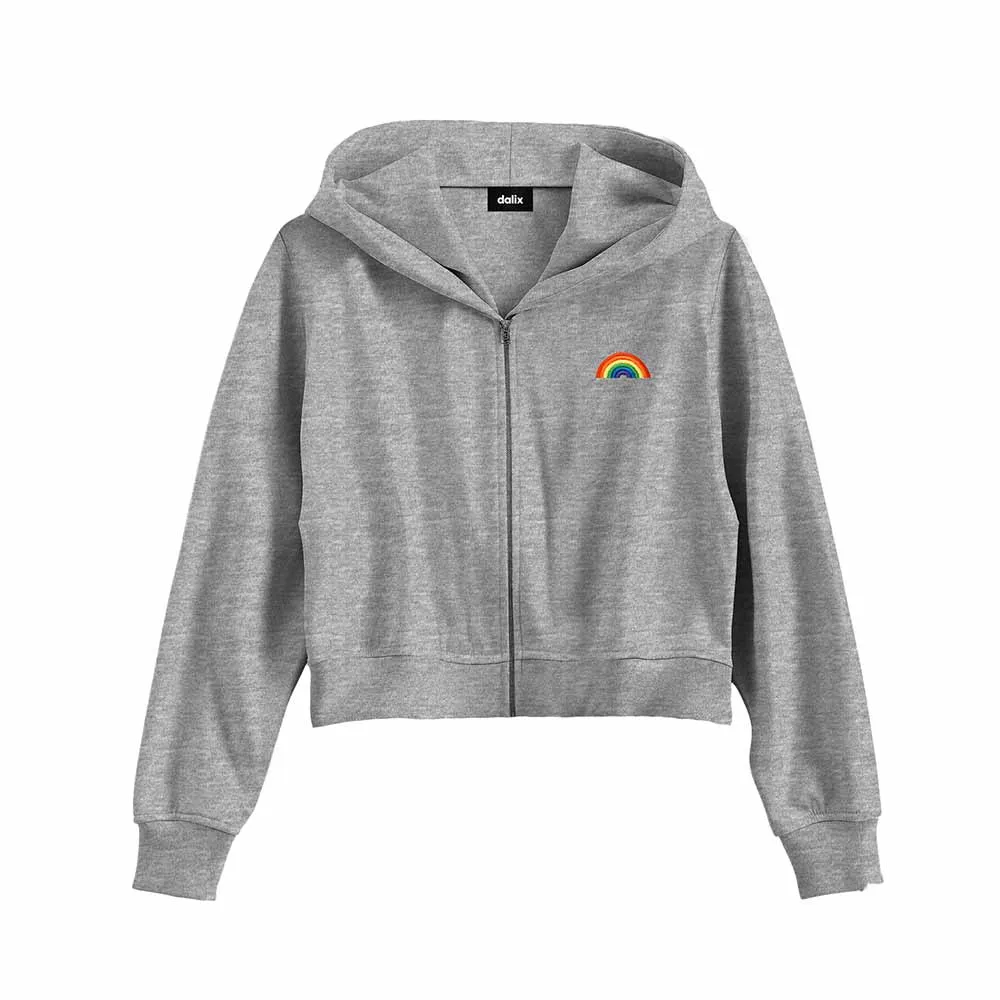 Dalix Rainbow Cropped Zip Hoodie