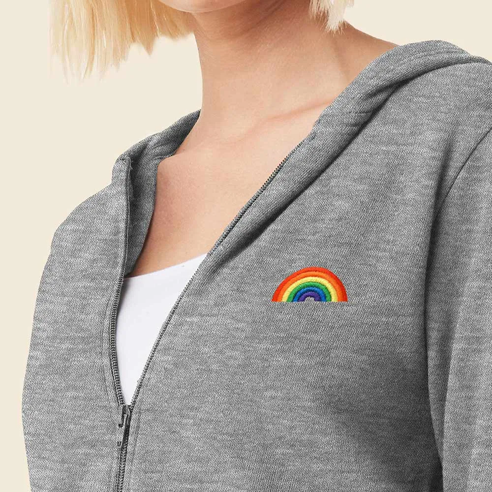 Dalix Rainbow Cropped Zip Hoodie