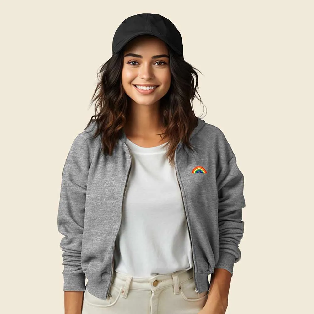 Dalix Rainbow Cropped Zip Hoodie