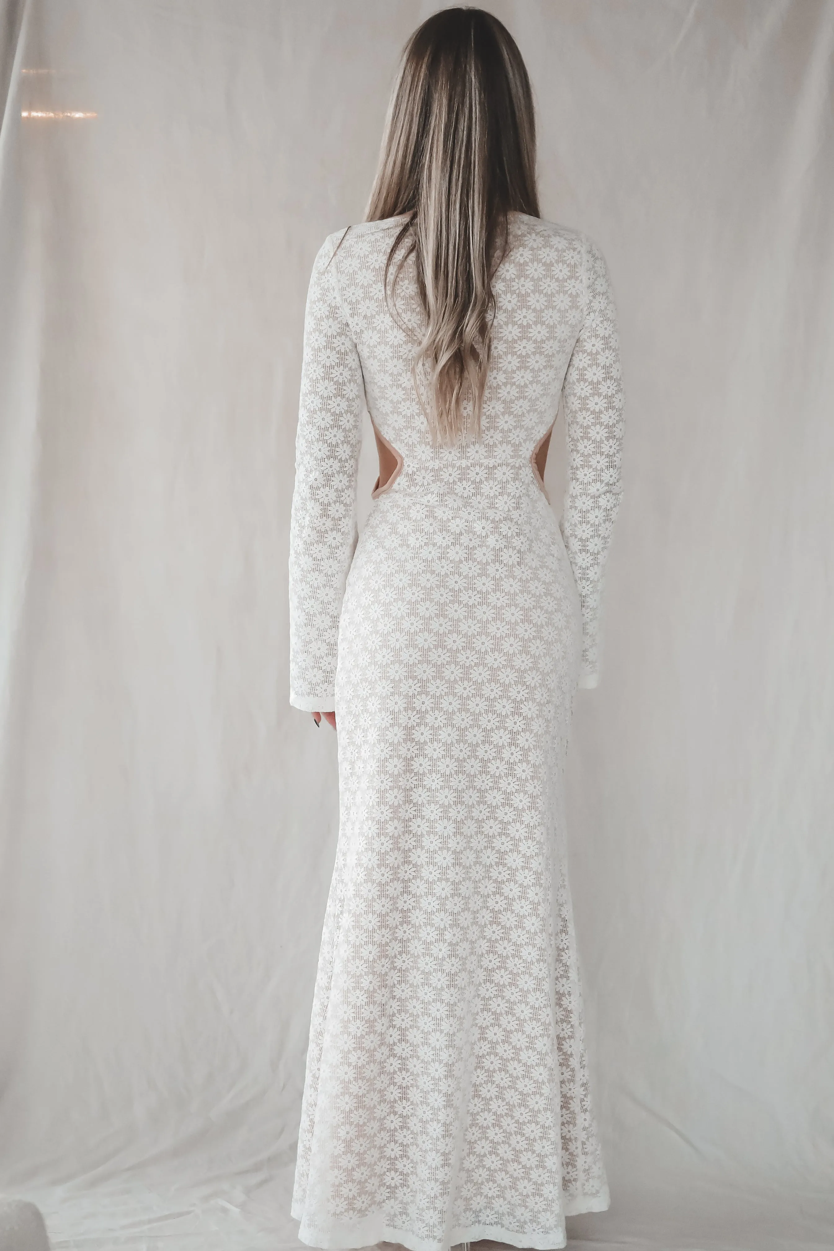 DEAL Sweet Little Thing Lace Long Sleeve Maxi Dress