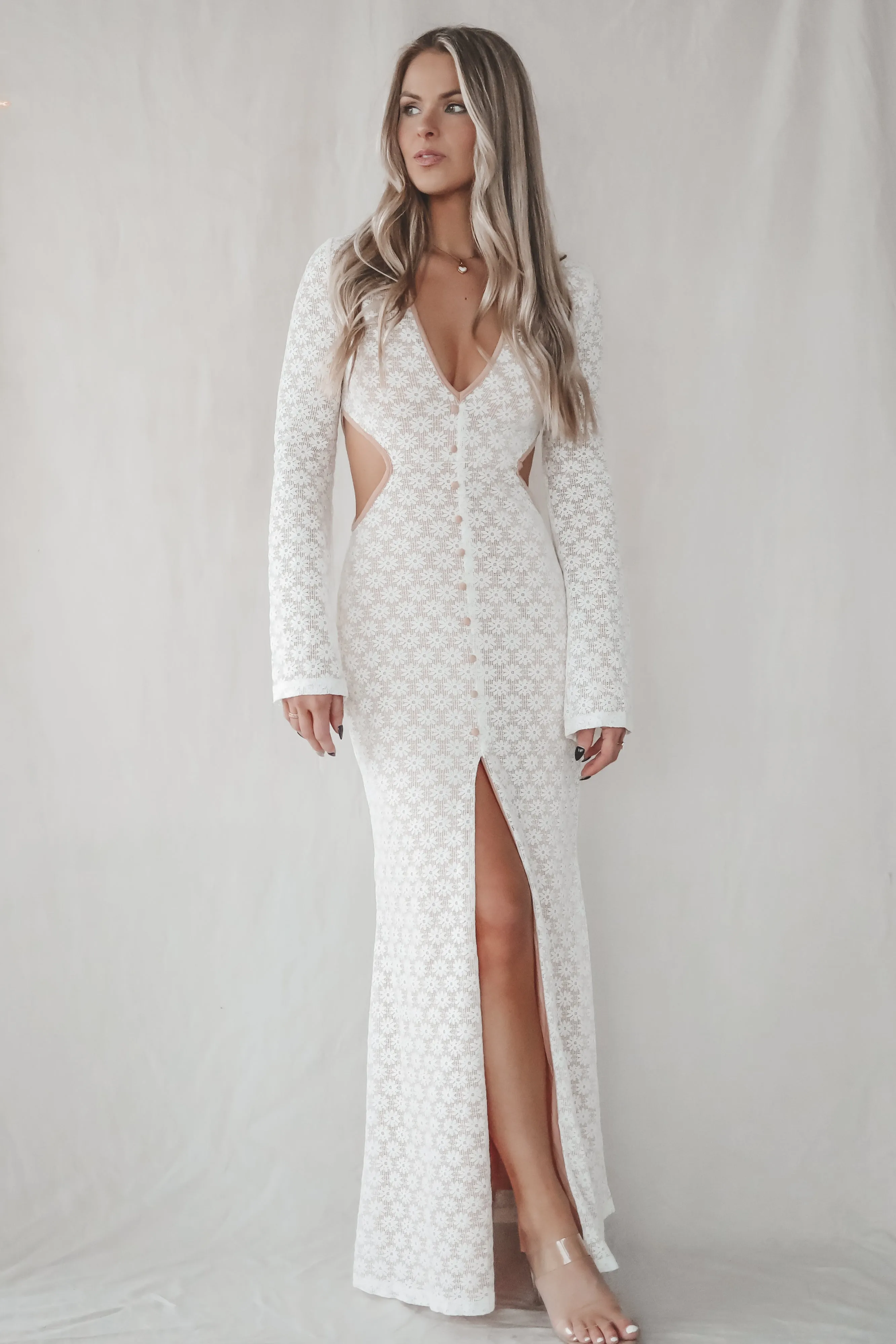 DEAL Sweet Little Thing Lace Long Sleeve Maxi Dress