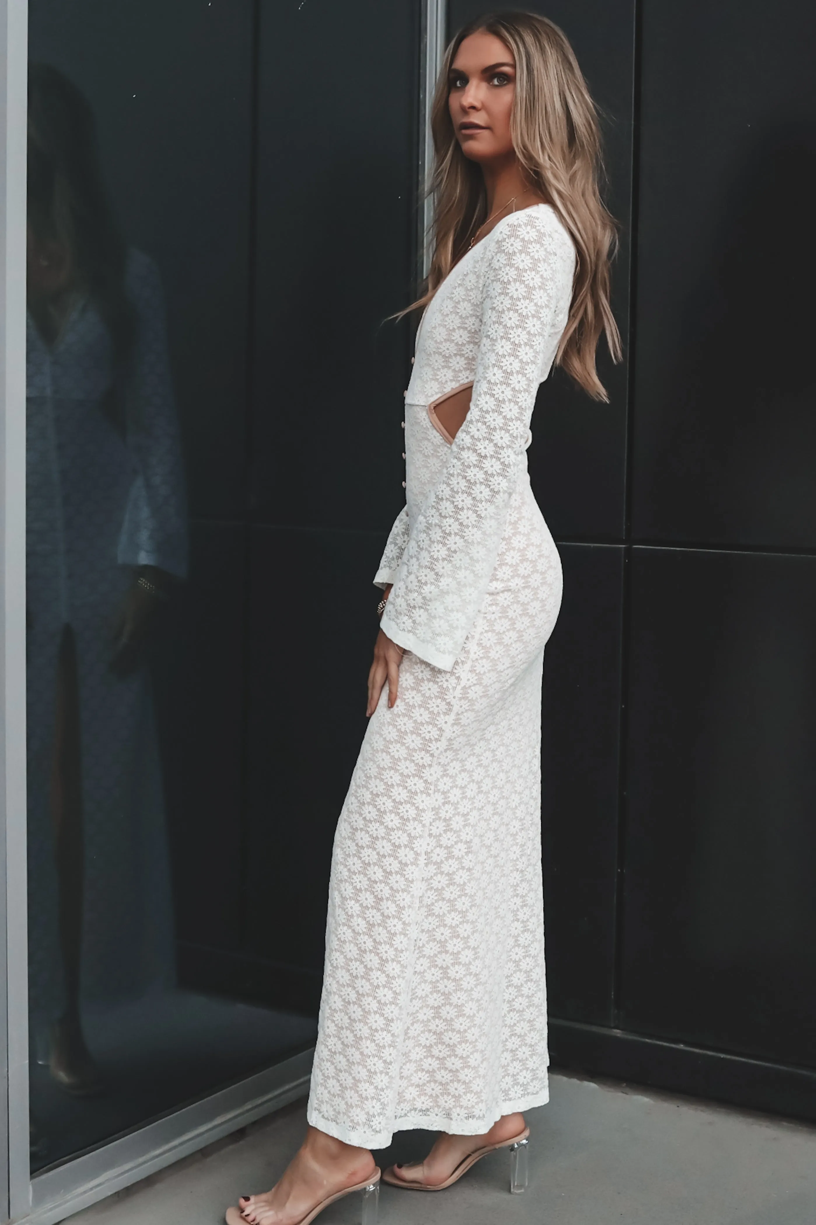 DEAL Sweet Little Thing Lace Long Sleeve Maxi Dress