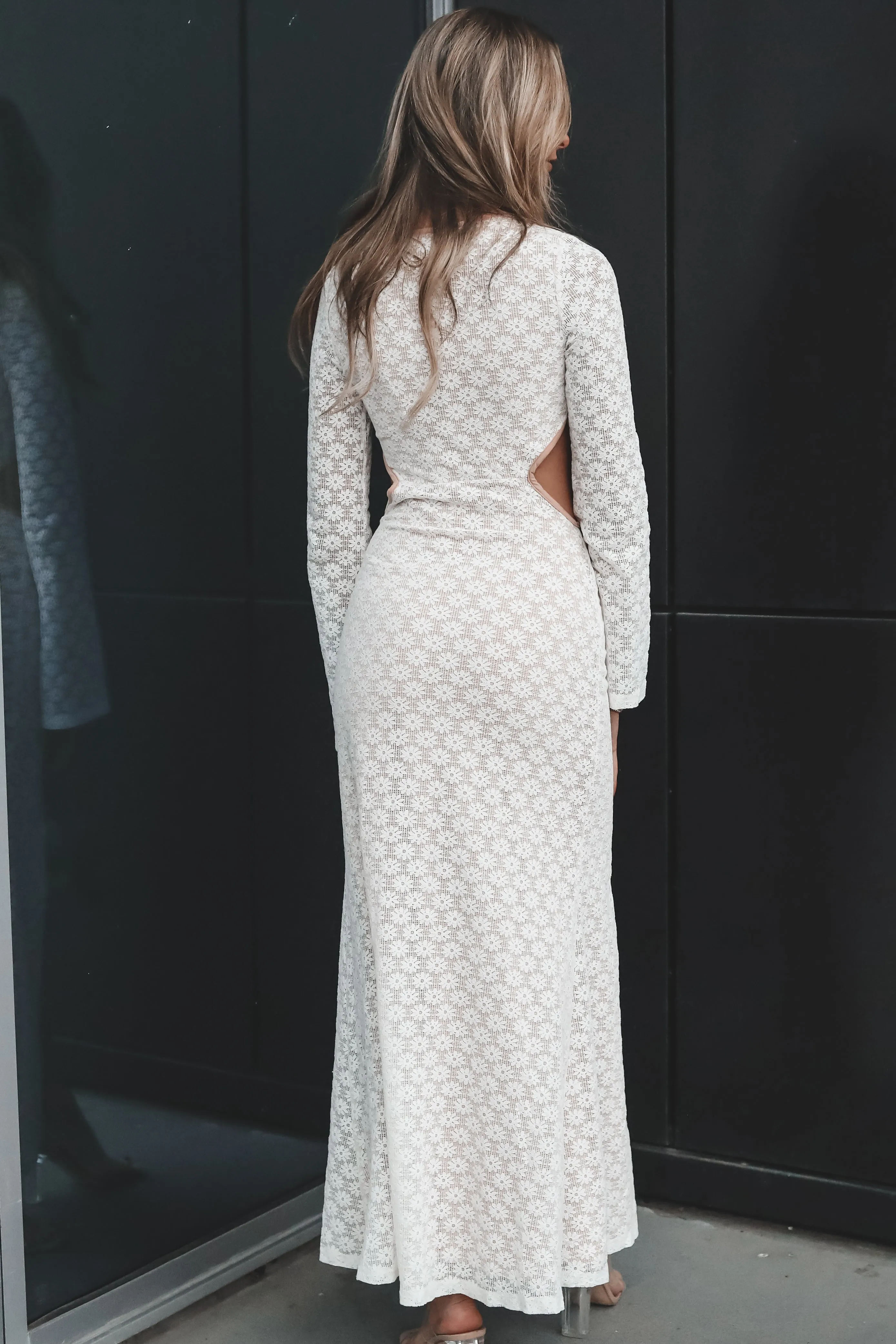 DEAL Sweet Little Thing Lace Long Sleeve Maxi Dress