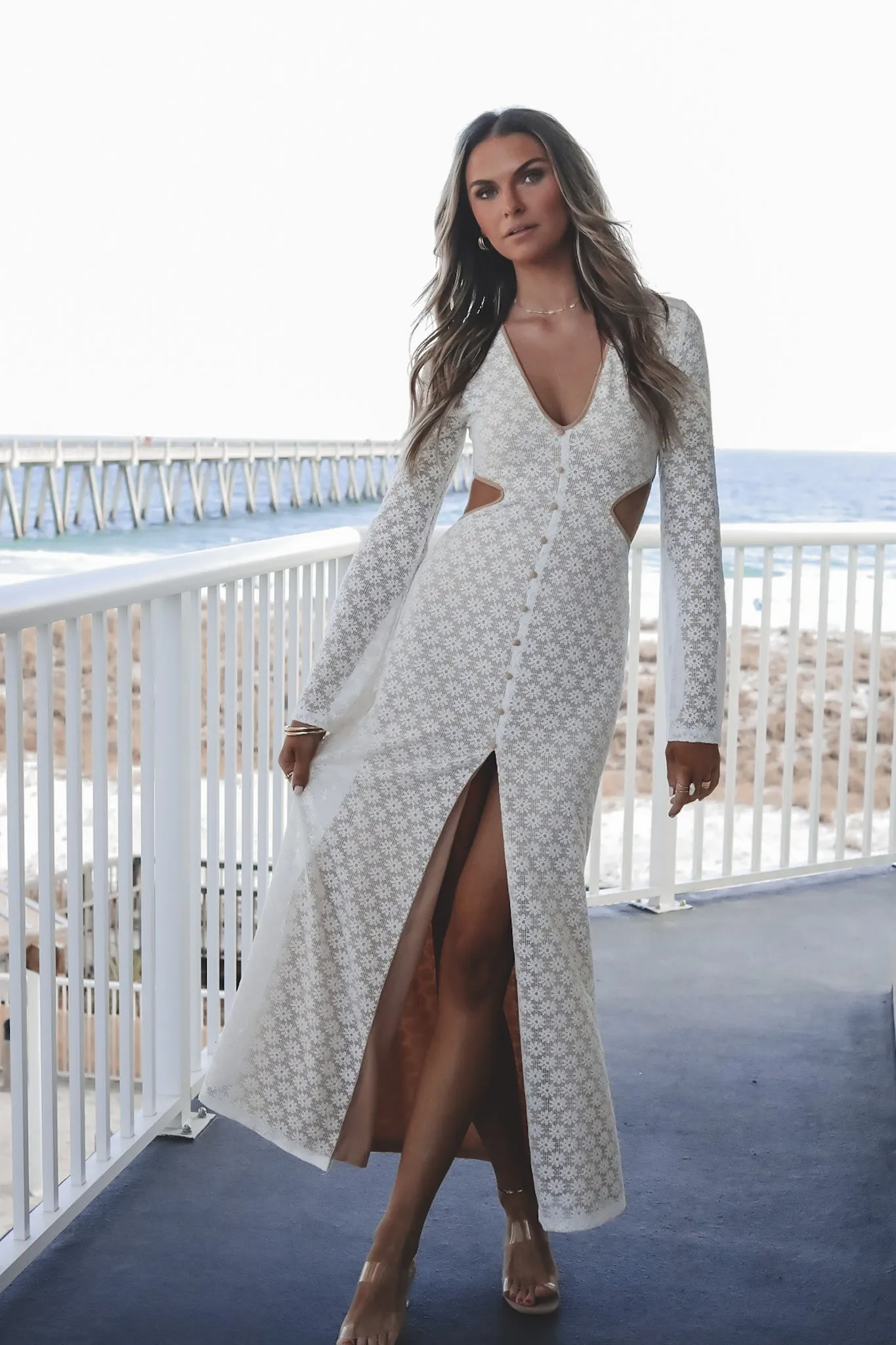 DEAL Sweet Little Thing Lace Long Sleeve Maxi Dress