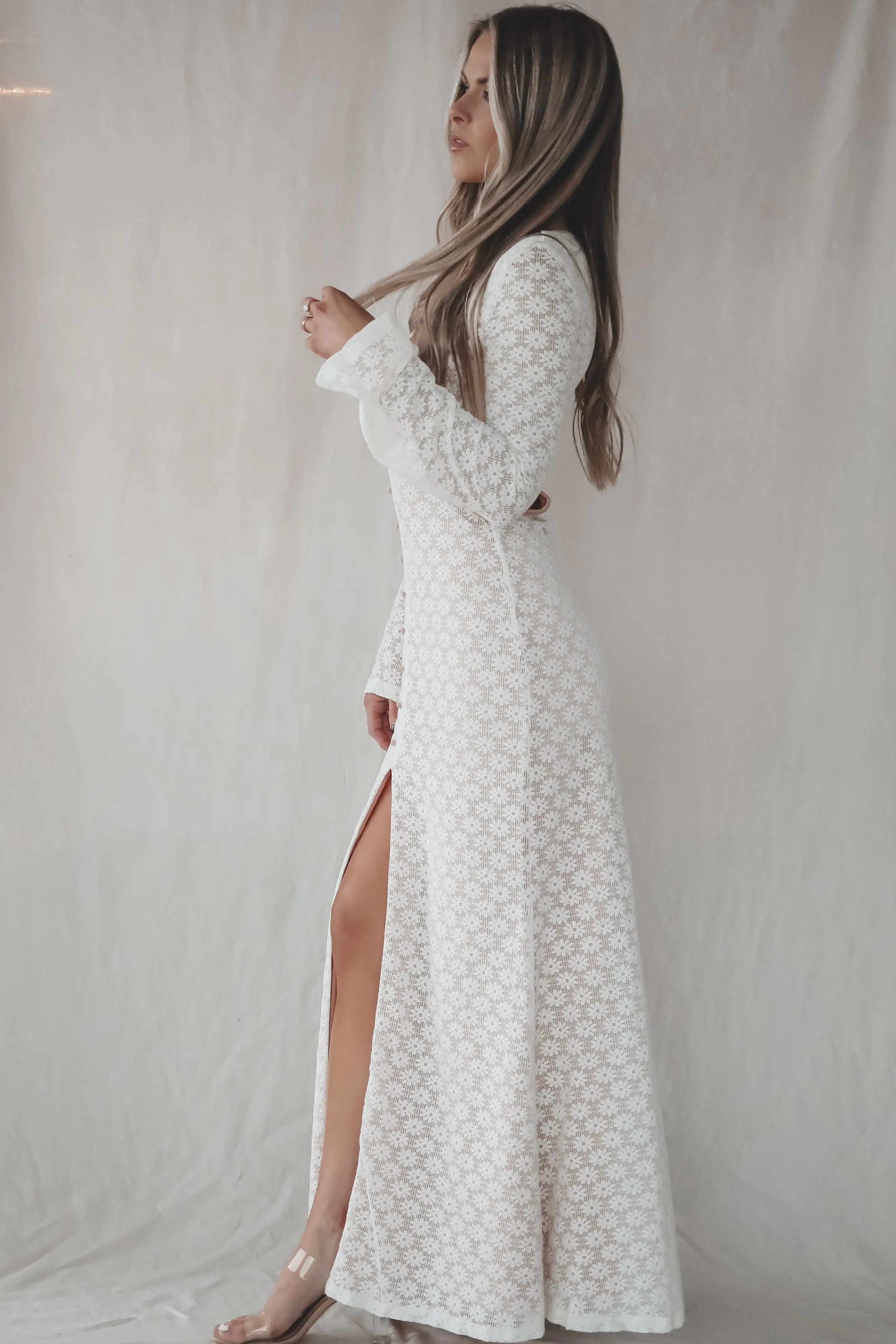 DEAL Sweet Little Thing Lace Long Sleeve Maxi Dress