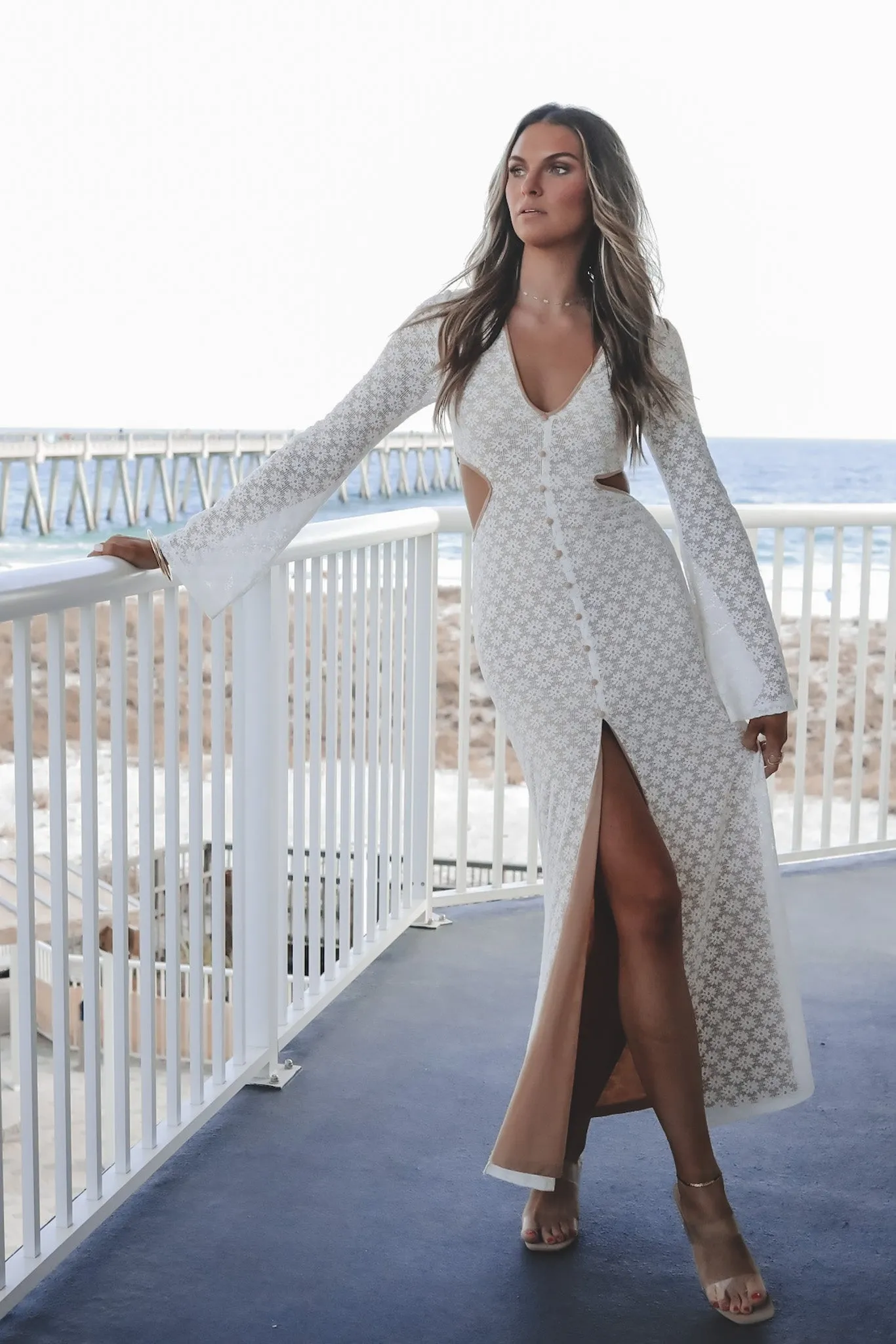 DEAL Sweet Little Thing Lace Long Sleeve Maxi Dress