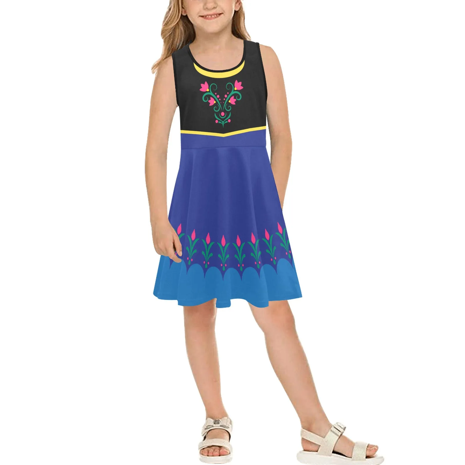 Disney Frozen Anna Blue Girls' Sleeveless Character Sundress