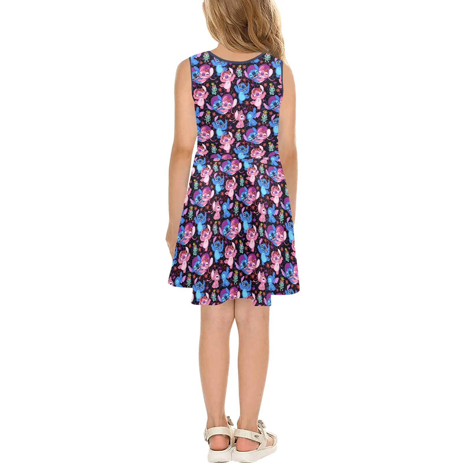 Disney Lilo And Stitch Angel Besties Girls' Sleeveless Sundress