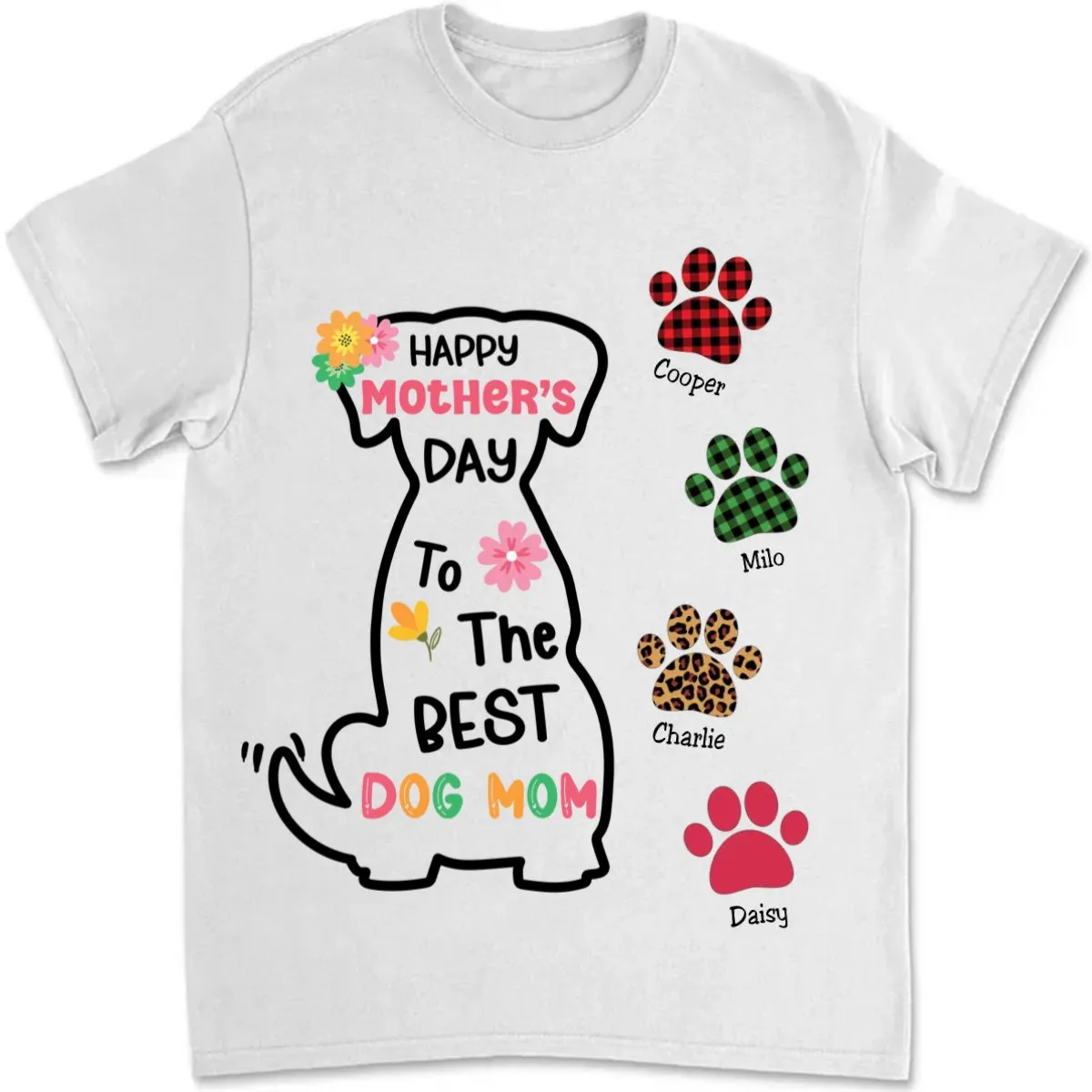 Dog Lovers - Happy Mother's Day To The Best Dog Mom - Personalized Unisex T-Shirt