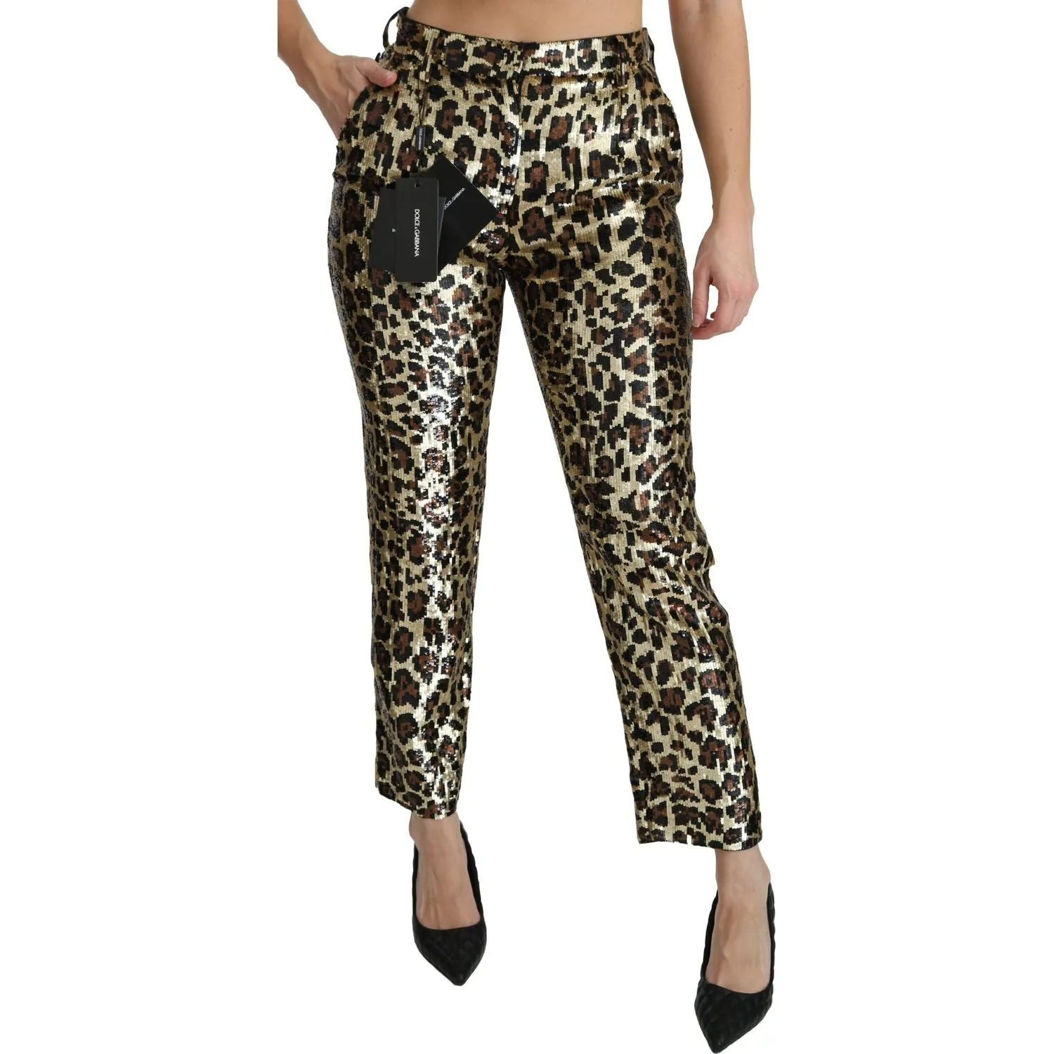 Dolce & Gabbana Chic High Waist Leopard Sequin Pants