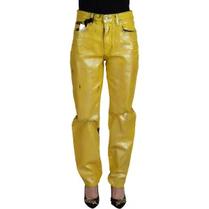 Dolce & Gabbana Chic High Waist Straight Jeans in Vibrant Yellow