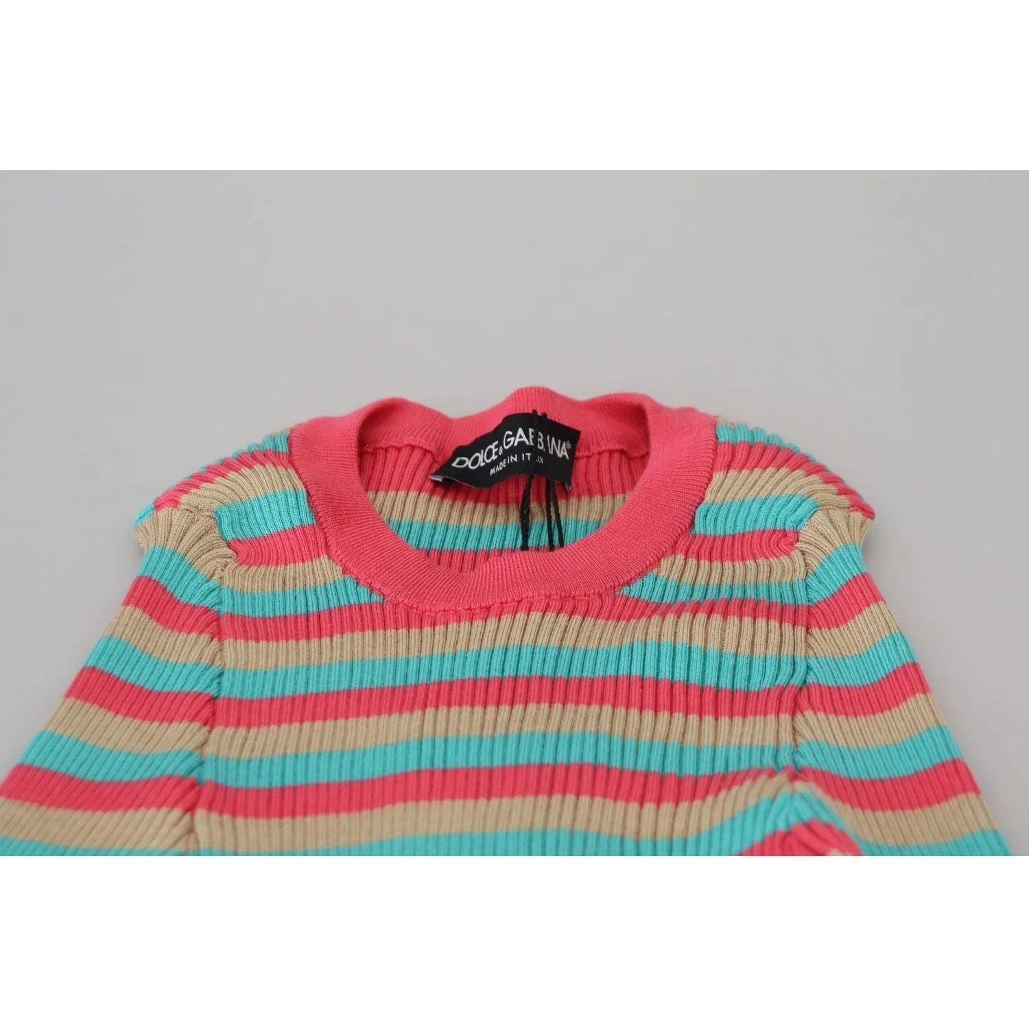 Dolce & Gabbana Elegant Striped Silk Crewneck Pullover