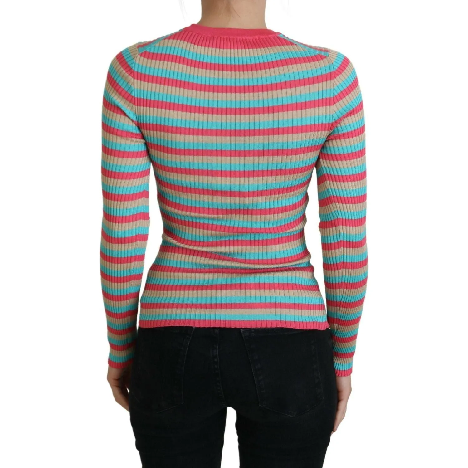 Dolce & Gabbana Elegant Striped Silk Crewneck Pullover