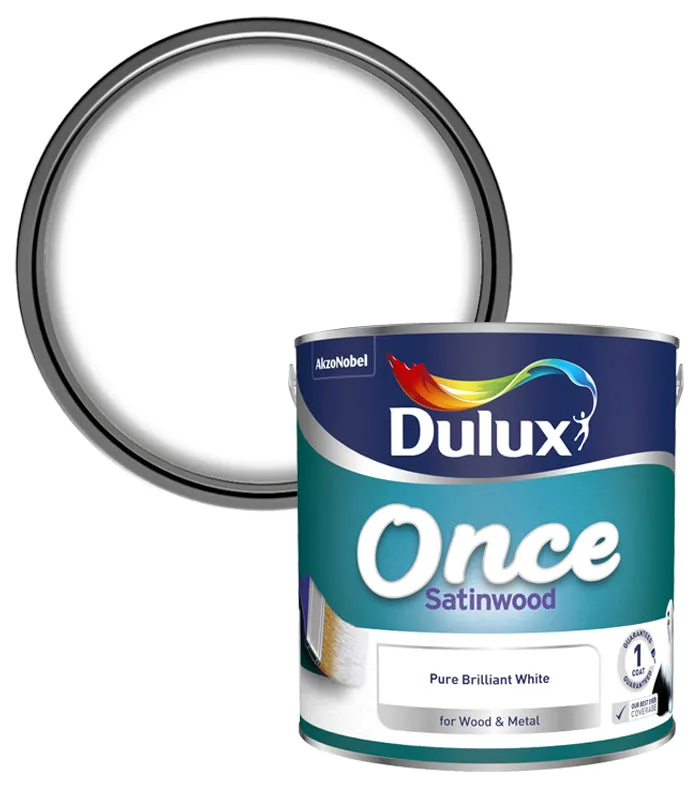 Dulux Once Satinwood Paint - Pure Brilliant White