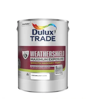 Dulux Trade Weathershield Maximum Exposure Masonry Paint - Brilliant White - 5 Litre