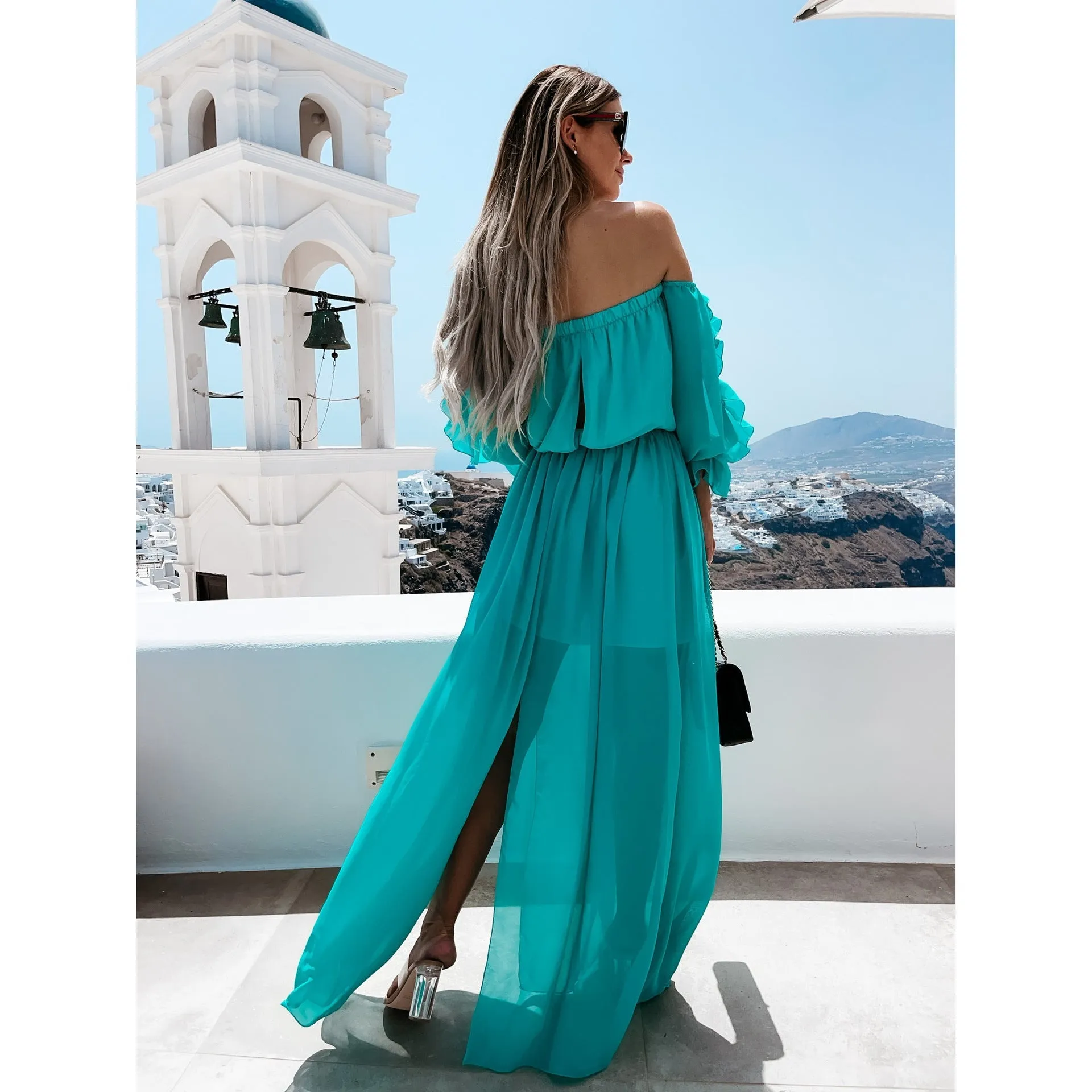 Dunnmall Perfect Summer Off the Shouler Maxi Dress