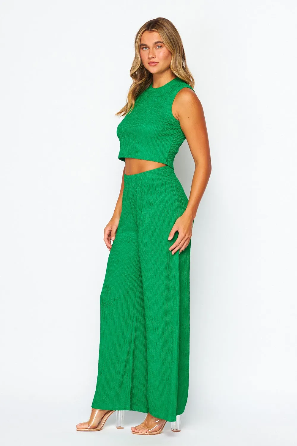 Echo Textured Wide Leg Pant- 3 Colors!